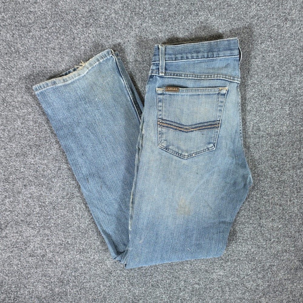 Ariat M4 Legacy Relaxed Boot Cut Jeans Mens Light Wash Tag 32x32 Act 32x30 FLAW